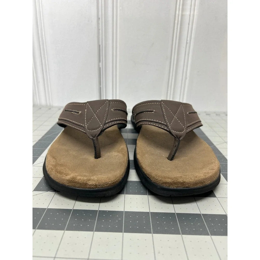 St. John's Bay SJB Lucas Sandals Mens 9 Brown Memory Foam Flip Flops Comfort